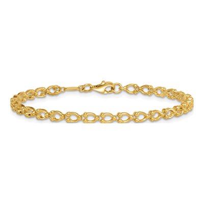 14K Yellow Gold Fancy Beaded Link 7-Inch Bracelet – view 4