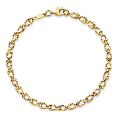 14K Yellow Gold Fancy Beaded Link 7-Inch Bracelet – view 5