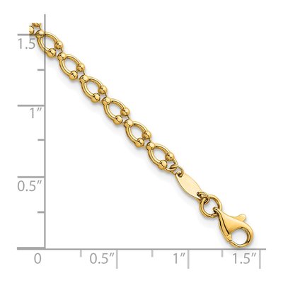 14K Yellow Gold Fancy Beaded Link 7-Inch Bracelet – view 6