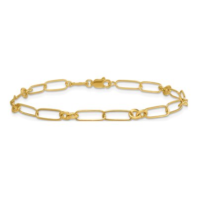 14K Yellow Gold Paperclip Fancy Link Bracelet – view 4