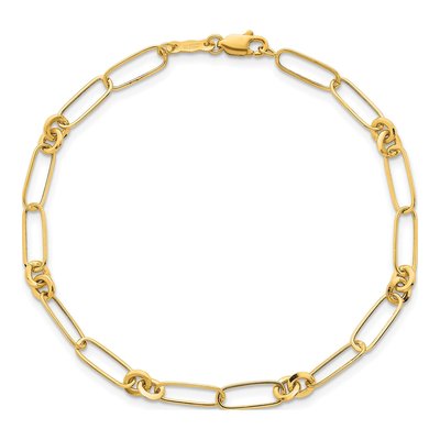 14K Yellow Gold Paperclip Fancy Link Bracelet – view 5