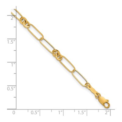14K Yellow Gold Paperclip Fancy Link Bracelet – view 6