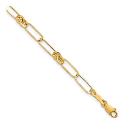 14K Yellow Gold Paperclip Fancy Link Bracelet