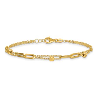 14K Yellow Gold 3.7mm 2-Strand Paperclip Link Chain Bracelet – view 4