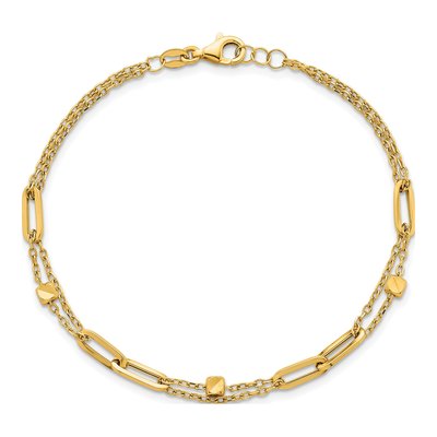 14K Yellow Gold 3.7mm 2-Strand Paperclip Link Chain Bracelet – view 5