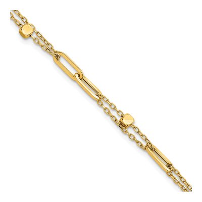 14K Yellow Gold 3.7mm 2-Strand Paperclip Link Chain Bracelet