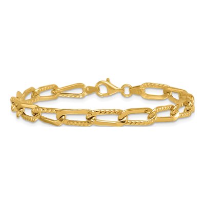 14K Yellow Gold Fancy Long Link Bracelet – view 4