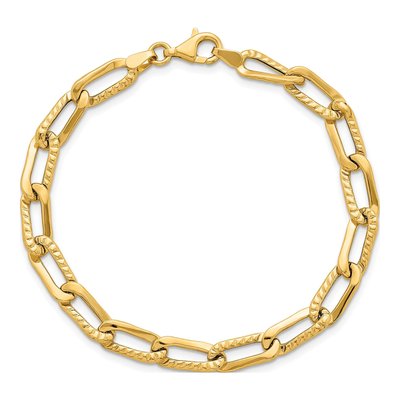 14K Yellow Gold Fancy Long Link Bracelet – view 5
