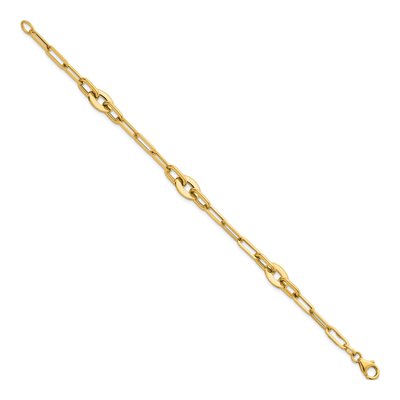 14K Yellow Gold 4.15mm Oval Flat Paperclip Chain Bracelet – view 3
