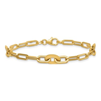 14K Yellow Gold 4.15mm Oval Flat Paperclip Chain Bracelet – view 4
