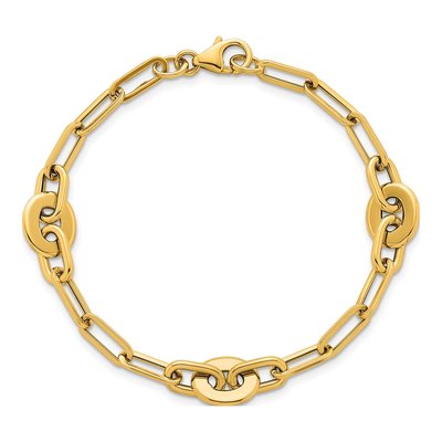 14K Yellow Gold 4.15mm Oval Flat Paperclip Chain Bracelet – view 5
