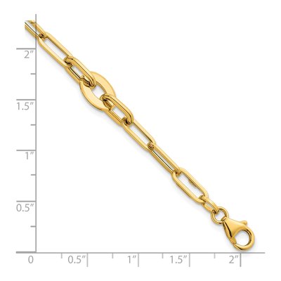 14K Yellow Gold 4.15mm Oval Flat Paperclip Chain Bracelet – view 6