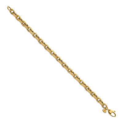 14K Yellow Gold 5.5mm Fancy Oval Open Link Chain Bracelet – view 3
