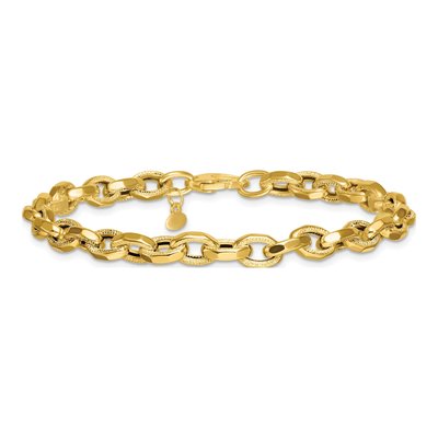 14K Yellow Gold 5.5mm Fancy Oval Open Link Chain Bracelet – view 4