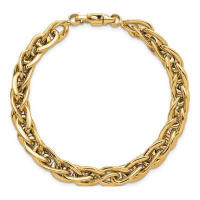 14K Yellow Gold 5.5mm Fancy Oval Open Link Chain Bracelet – view 5