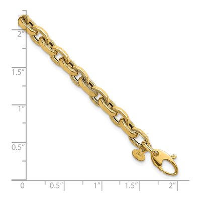 14K Yellow Gold 5.5mm Fancy Oval Open Link Chain Bracelet – view 6