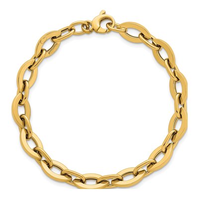 14K Yellow Gold 7.3mm Flat Cable Fancy Link Chain Bracelet – view 5