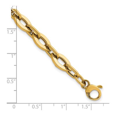 14K Yellow Gold 7.3mm Flat Cable Fancy Link Chain Bracelet – view 6