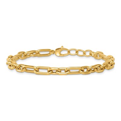 14K Yellow Gold 5.8mm Open Fancy Link Chain Bracelet – view 4