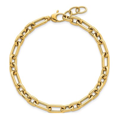 14K Yellow Gold 5.8mm Open Fancy Link Chain Bracelet – view 5