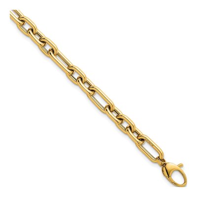 14K Yellow Gold 5.8mm Open Fancy Link Chain Bracelet