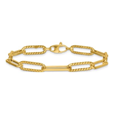14K Yellow Gold 6.4mm Paperclip Chain Bracelet – view 4