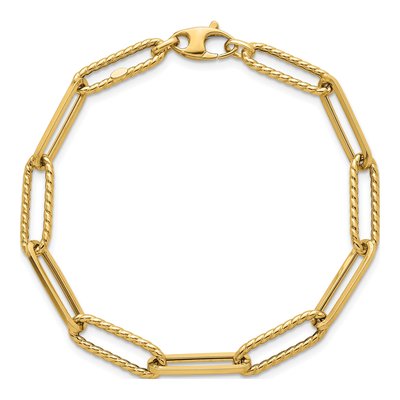 14K Yellow Gold 6.4mm Paperclip Chain Bracelet – view 5