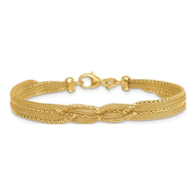 14K Yellow Gold 6.4mm Woven Mesh Chain Bracelet – view 4