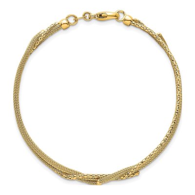 14K Yellow Gold 6.4mm Woven Mesh Chain Bracelet – view 5
