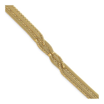 14K Yellow Gold 6.4mm Woven Mesh Chain Bracelet