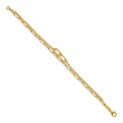 14K Yellow Gold 6.3mm Double Strand Oval Paperclip Chain Bracelet – view 3