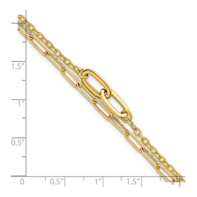 14K Yellow Gold 6.3mm Double Strand Oval Paperclip Chain Bracelet – view 6
