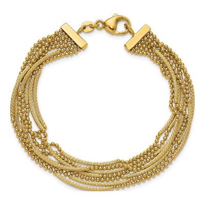 14K Yellow Gold 6.9mm Beaded Multi-Strand Fancy Link Chain Bracelet – view 5