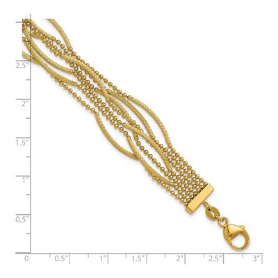 14K Yellow Gold 6.9mm Beaded Multi-Strand Fancy Link Chain Bracelet – view 6