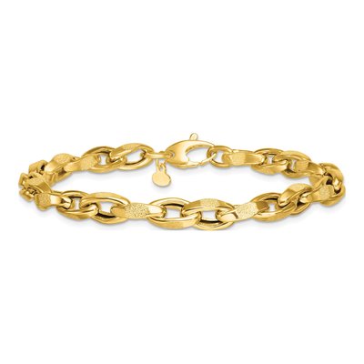 14K Yellow Gold 5.7mm Twisted Oval Open Link Chain Bracelet – view 4