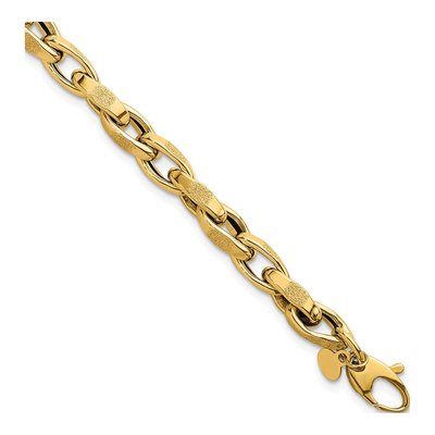 14K Yellow Gold 5.7mm Twisted Oval Open Link Chain Bracelet