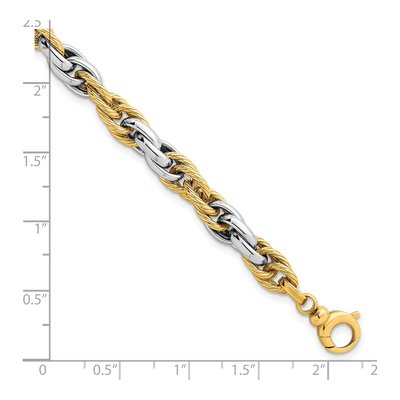 14K Two-Tone Gold 6.45mm Twisted Rope Fancy Link Chain Bracelet – view 6