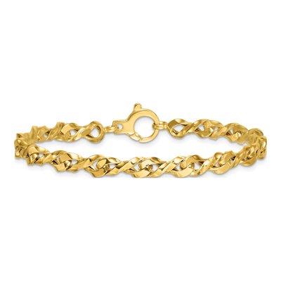 14K Yellow Gold 4.7mm Twisted Fancy Link Chain Bracelet – view 3