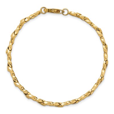 14K Yellow Gold 4.7mm Twisted Fancy Link Chain Bracelet – view 4