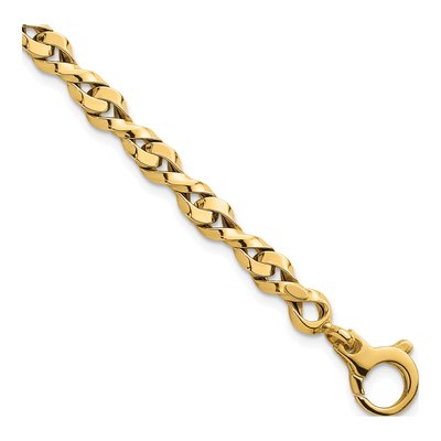 14K Yellow Gold 4.7mm Twisted Fancy Link Chain Bracelet