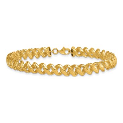 14K Yellow Gold 6.5mm Open Spiral Fancy Link Chain Bracelet – view 4