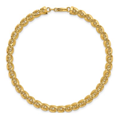 14K Yellow Gold 6.5mm Open Spiral Fancy Link Chain Bracelet – view 5