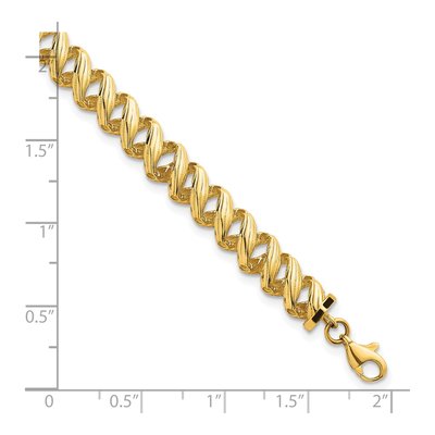 14K Yellow Gold 6.5mm Open Spiral Fancy Link Chain Bracelet – view 6