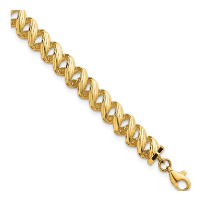 14K Yellow Gold 6.5mm Open Spiral Fancy Link Chain Bracelet