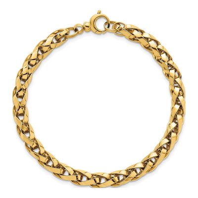 14K Yellow Gold 4.25mm Fancy Link Chain Bracelet – view 5