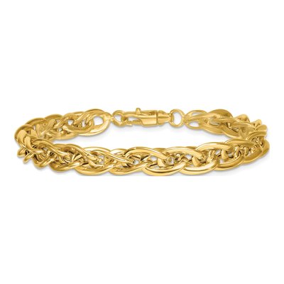 14K Yellow Gold 5.2mm Rope Fancy Link Chain Bracelet – view 4