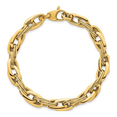 14K Yellow Gold 8.2mm Fancy Link Chain Bracelet – view 5