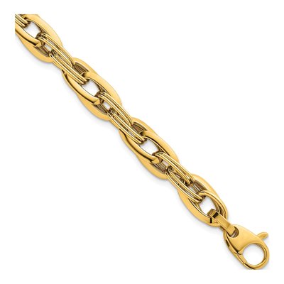 14K Yellow Gold 8.2mm Fancy Link Chain Bracelet