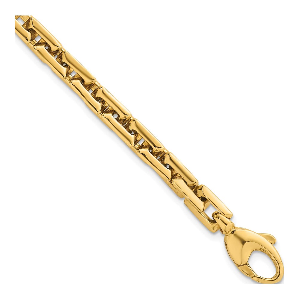 14K 7.5 Inch Polished 6.25mm Fancy Square Link 7.25 Inch Bracelet with Lobster Clasp