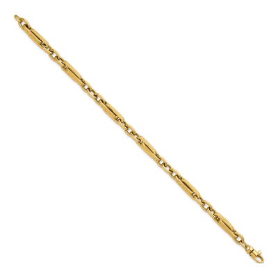 14K Yellow Gold Textured Greek Key Link Bracelet – view 3